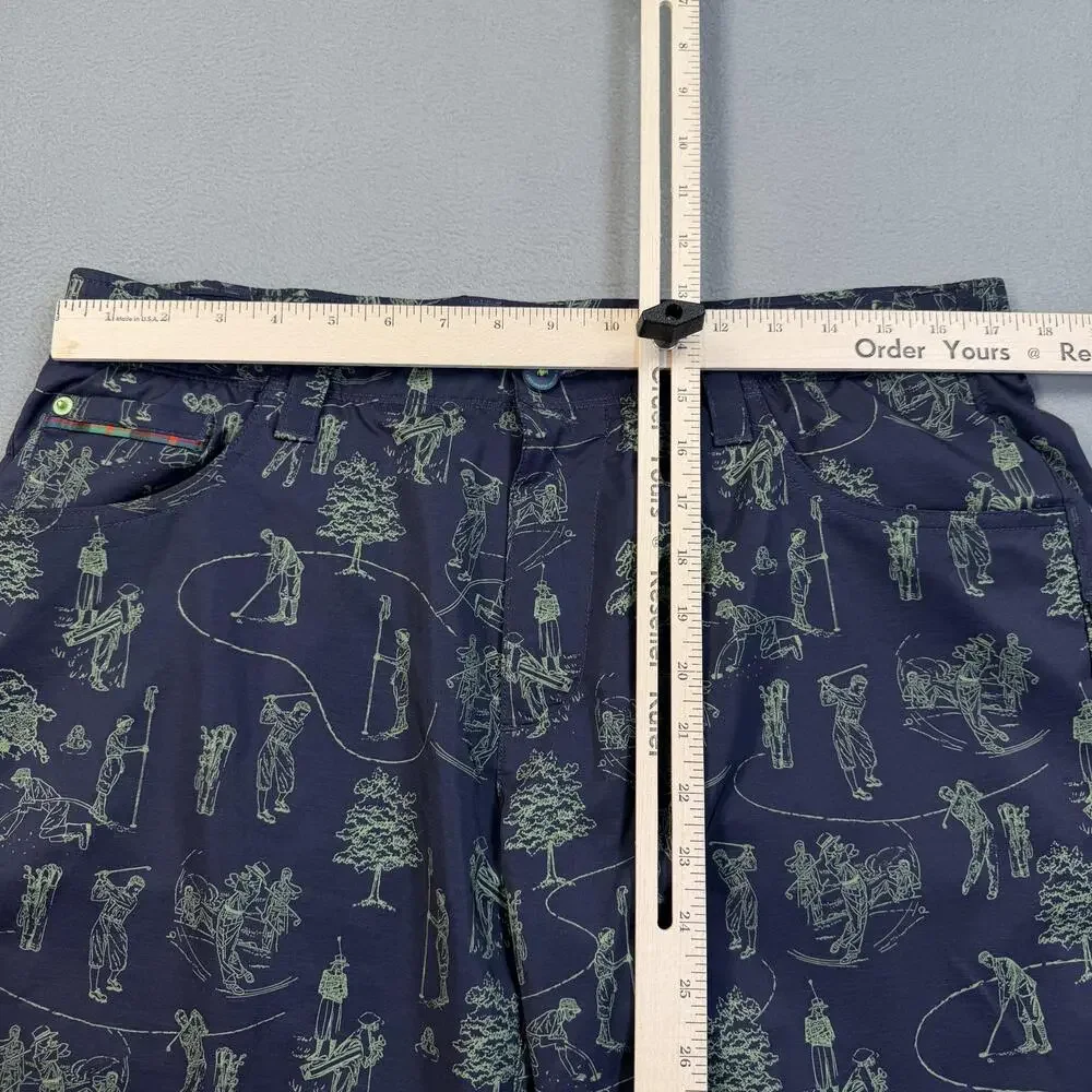 William Murray Golf Shorts Mens 34 Blue Golf Print Straight Fit Stretch